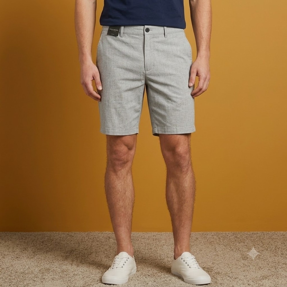 Banana Republic Comfort Flat Front Shorts Mens 32 Gray‎ Stretch New